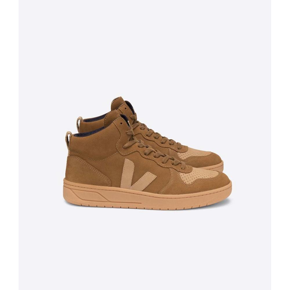 Men\'s Veja V-15 NUBUCK High Tops Brown | ZA 118NWY